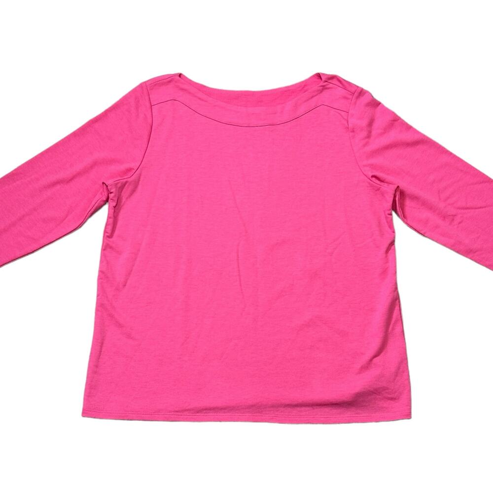 Hot Pink Rafaella Round Neck Soft Long Sleeve T-Shirt Size Large